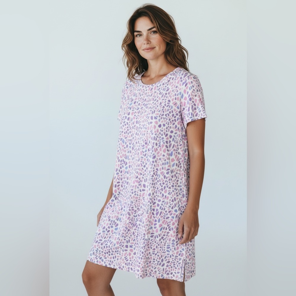Duffield Lane Women’s Pink & Purple Short Sleeve T-Shirt Dress Size XL